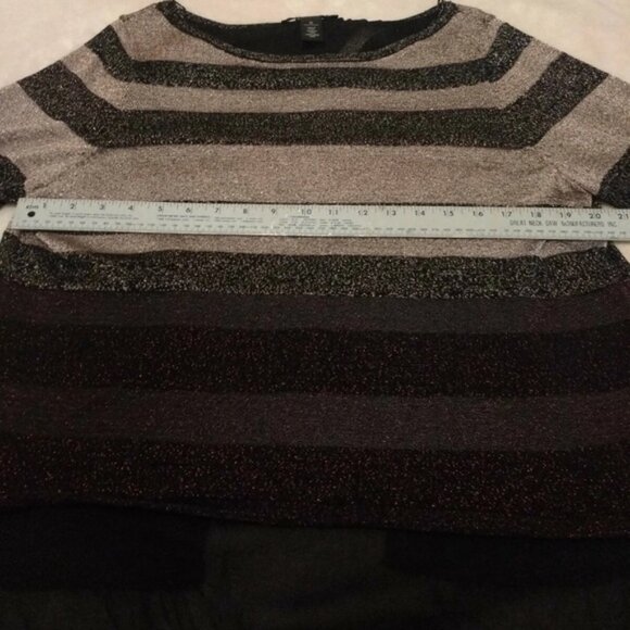 White House Black Market Striped Sheer Hem Blouse - Picture 10 of 13